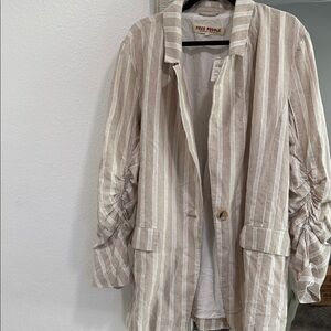 Free People Striped Tan Blazer
